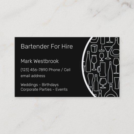 Carte De Visite Bartender for Hire Modern (Devant)