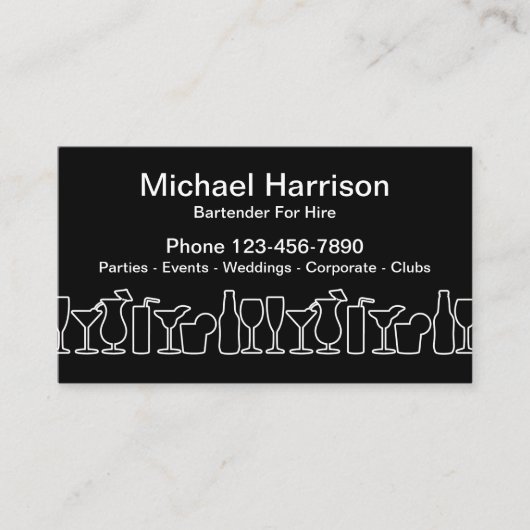 Carte De Visite Bartender Freelance Services de mixologiste (Devant)