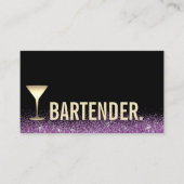 Carte De Visite Bartender Gold Vin Verre moderne Noir pourpre (Devant)