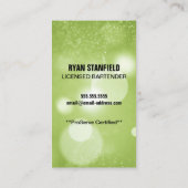 Carte De Visite Bartender Green Bokeh (Dos)