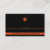 Carte De Visite Bartender Modèle Red Martini Logo Bartender (Devant)