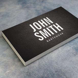 Carte De Visite Bartender Moderne Gras Texte Classique Cuir