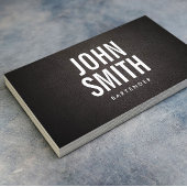 Carte De Visite Bartender Moderne Gras Texte Classique Cuir