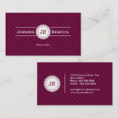 Carte De Visite Bartender - Moderne Monogramme violet (Devant / Derrière)