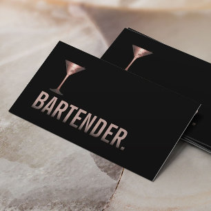 Carte De Visite Bartender Moderne Rose Gold Wine Sommelier