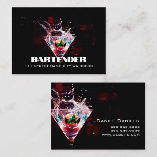 Carte De Visite Bartender Nightlife Business Card (Devant / Derrière)