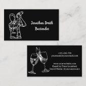 Carte De Visite Bartender noir & blanc moderne (Devant / Derrière)