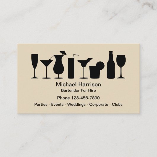 Carte De Visite Bartender Pour L'Embauche Mixologue (Devant)