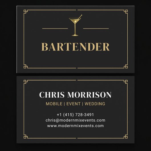 Carte De Visite Bartender Professional