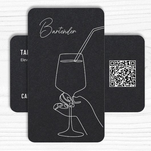 Carte De Visite Bartender professionnel personnalisé QR