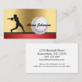 Carte De Visite Baseball emphasis with female silhouette Baseball  (Devant / Derrière)