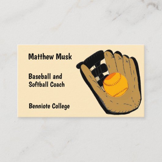 Carte de visite baseball et gant (Devant)