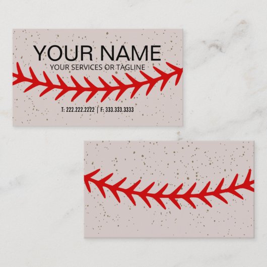 Carte De Visite Baseball Red Stitches dentelle thème (Devant / Derrière)