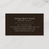 Carte De Visite Baseball sur le terrain, Joueur de Baseball, Entra (Dos)