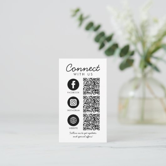 Carte De Visite Basic Connect Us QR Code Website Social Media (Debout devant)