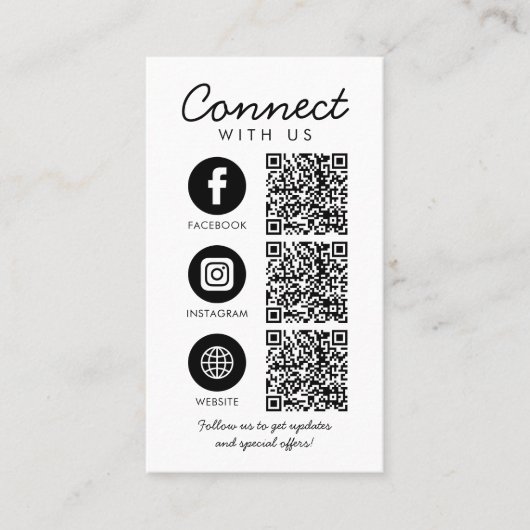 Carte De Visite Basic Connect Us QR Code Website Social Media (Devant)