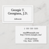 Carte de visite Basic & Plain Advocate (Devant / Derrière)