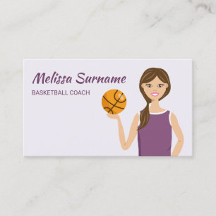 Carte De Visite Basket-ball mignon Illustration fille de l'entraîn