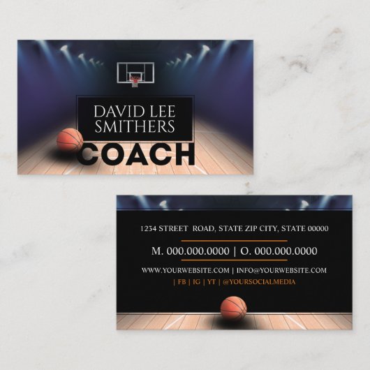 Carte De Visite Basketball Coach (Devant / Derrière)