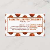 Carte De Visite Basketball Coach Illustration for Teams and Lesson (Dos)