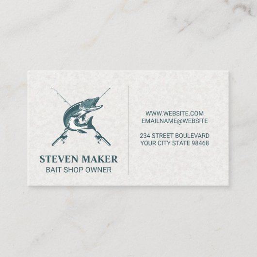 Carte De Visite Bass Fish Logo et Poteaux de pêche (Devant)