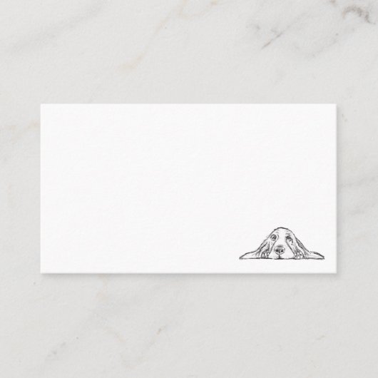 Carte De Visite basset hound noir blanc yeux de chiot simple  (Devant)