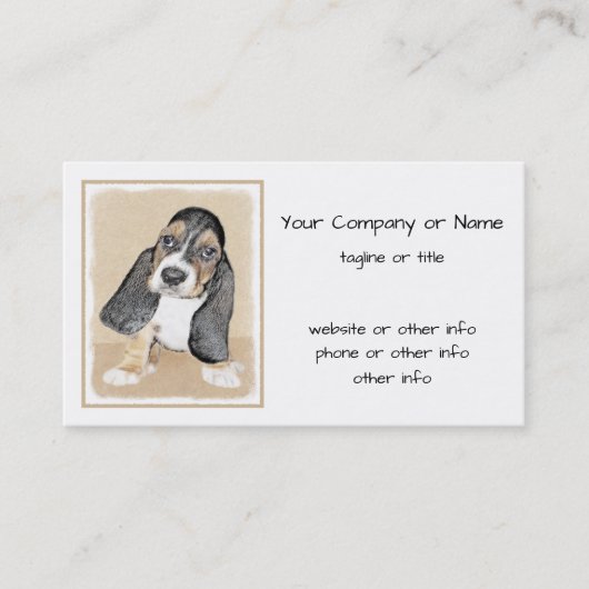 Carte De Visite Basset Hound Peinture Chiot - Art Chien original (Devant)