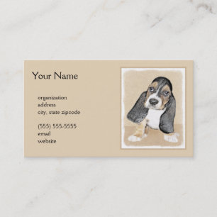 Carte De Visite Basset Hound Peinture Chiot - Art Chien original