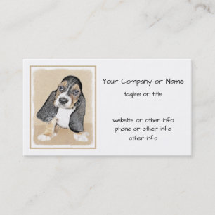 Carte De Visite Basset Hound Puppy Peinture - Art original de chie