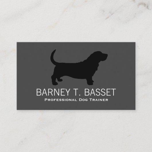 Carte De Visite Basset Hound Silhouette noir sur gris (Devant)