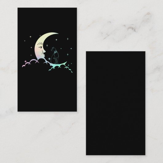 Carte De Visite Bastet Egypte ancienne Chat Pastel Goth Moon Crois (Devant / Derrière)