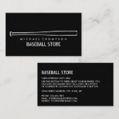 Carte De Visite Bat de baseball noir et blanc, Joueur de baseball, (Devant / Derrière)