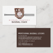 Carte De Visite Bat & Gear de baseball en argent, Joueur de baseba (Devant / Derrière)