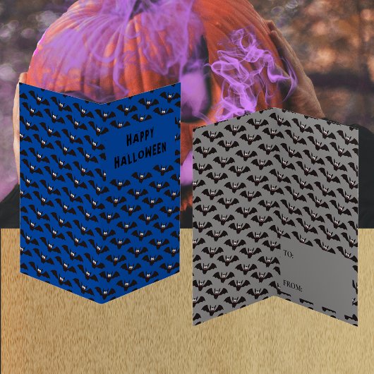 Carte De Visite Bat Motif Halloween Blue Classroom Exchange Card