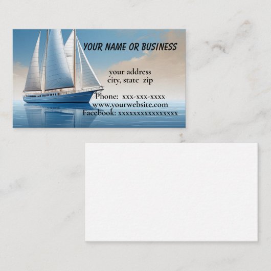 Carte De Visite Bateau (Devant / Derrière)