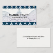 Carte De Visite Bateau à voile dans les vagues Stylisé | Ancres (Devant / Derrière)