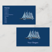 Carte De Visite Bateau bleu (Devant / Derrière)