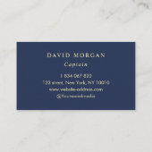 Carte De Visite Bateau Capitaine Ancre Logo Marine Et Or (Dos)