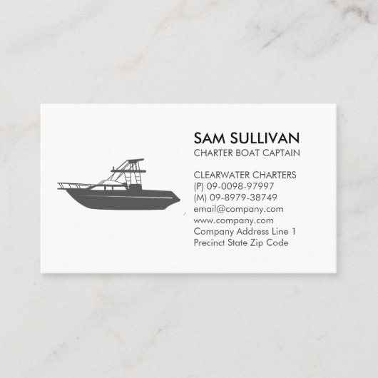Carte De Visite Bateau Charte Pêche (Devant)