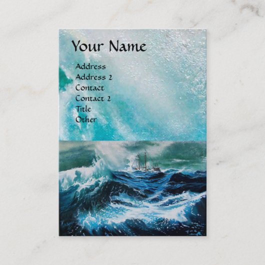 Carte De Visite Bateau dans la mer dans la tempête (Devant)