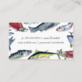 Carte De Visite Bateau de pêche | Aquarelle de poisson de mer (Dos)