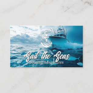 Carte De Visite Bateau de pêche en mer Logo d'ancre