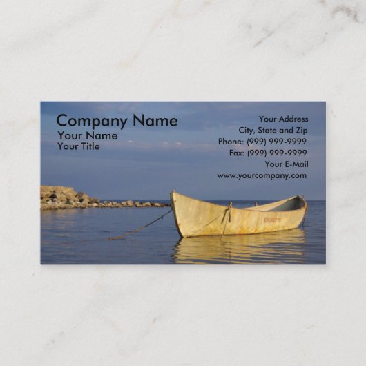 Carte De Visite Bateau de rangée isolé au coucher du soleil (Devant)