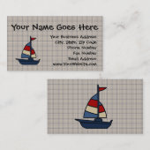 Carte De Visite Bateau nautique personnalisé Bleu/Tan Boy's (Devant / Derrière)