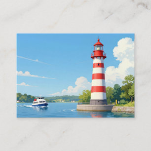 Carte De Visite Bateau près d'un phare