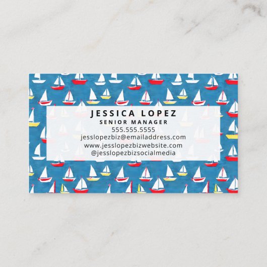 Carte De Visite Bateaux à voile Motif bleu (Dos)