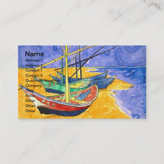 Carte De Visite Bateaux De Pêche Plage Saintes-Maries Van Gogh Fin (Devant)