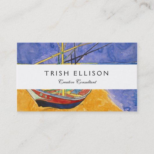 Carte De Visite Bateaux de Van Gogh Impressionnisme Plage (Devant)