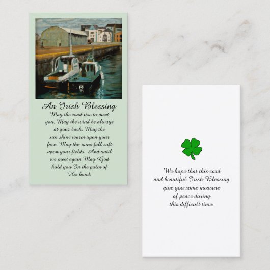 Carte De Visite Bateaux en Irlande Sympathy Memorial Blessing Card (Devant / Derrière)