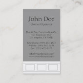 Carte De Visite Bâti de Wainscotting de charpentier de (Dos)